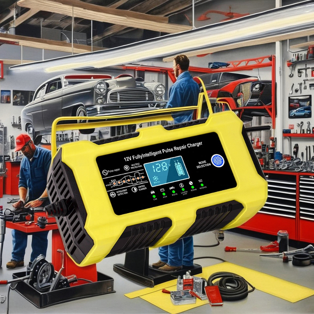 Smart 12V 6A Automatic Pulse Multi-Functional Battery Charger Latest EU Socket Standard for Lead-Acid Car Batteries