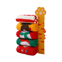 Chaussettes d'hiver mi-mollet pour enfants, motif Noël, épaisses, en tissu éponge rouge, dessin animé, chaudes, mignonnes, antibactériennes, respirantes, pour garçons, filles et bébés