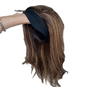 Superbe perruque bandeau sans colle en cheveux humains européens brun foncé avec mèches, longue, disponible en petites/grandes tailles pour femmes - Product Image 1