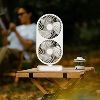 Ventilateur de garage USB rechargeable à trois vitesses avec moteur DC, 2 têtes, 10 pales, fonctionnement en anglais, faible bruit 29 dB, ventilateur de bureau