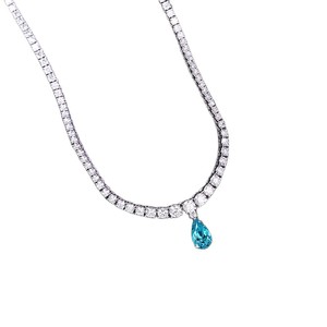 Collana Tennis in Oro 18K da Donna, Gioielli Personalizzati di Lusso, Collana Alta Stile Joker, Collana <span class=keywords><strong>Pallai</strong></span> Babel a Goccia. - Product Image 1