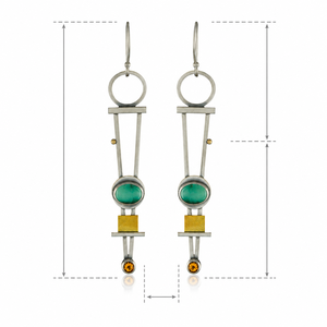 Literary <b>blue</b>-green texture <b>stud</b> <b>earrings</b>, women's retro jewelry gifts - Product Image 3