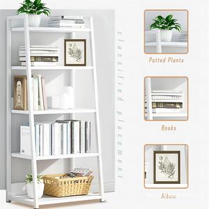 Ladder <b>Shelf</b> White 5 Tier Storage Rack Multifunctional Living Room <b>Bedroom</b> Display Unit Standing Type Office Organizer - Product Image 3