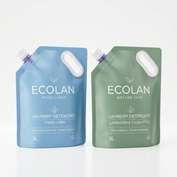 Pochettes personnalisées imprimées de 500 ml, 1 L, 2,5 L pour lessive avec poignée en plastique – Sachets d'emballage de détergent liquide à fond plat