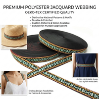 Pita Jacquard Bordir Gaya Etnik Tradisional yang Indah, Motif Khusus Tahan Luntur, Pita Tahan Lama untuk Pakaian, Ikat Pinggang, Topi & Gaun