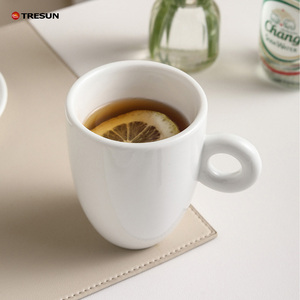 Juego de Taza y Platillo de Cerámica Blanca Personalizada con Logotipo, Taza de Espresso Gruesa de 220 ml, Taza de Café Blanca Gruesa - Product Image 3