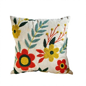 Funda de cojín bohemio hecho a mano de algodón con mechones florales para sofá, sala de estar, producto de Venta caliente - Product Image 1
