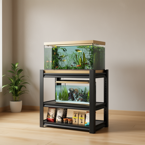 Aquarium <b>Stand</b> Metal 3 Tier Rack 20-30 Gallon Adjustable Heavy Duty Black Modern Design Indoor Use - Product Image 2