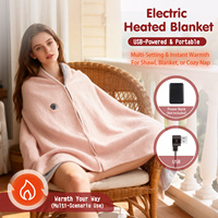 Manta Eléctrica Poncho Suave y Cálida, 3 Niveles de Calor y Alimentación USB, Perfecta para Sofá, Oficina, Exteriores, para Cualquier Persona