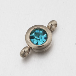 Ciondoli in Acciaio Inossidabile Argento con Due Fori da 6,5mm per Creazione di Gioielli Fai-da-Te, Charm con Cristalli dei 12 Mesi di Nascita - Product Image 2