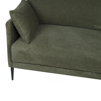 Canapé 2 places moderne et simple en tissu chenille vert, style luxe léger pour salon, avec pieds en métal