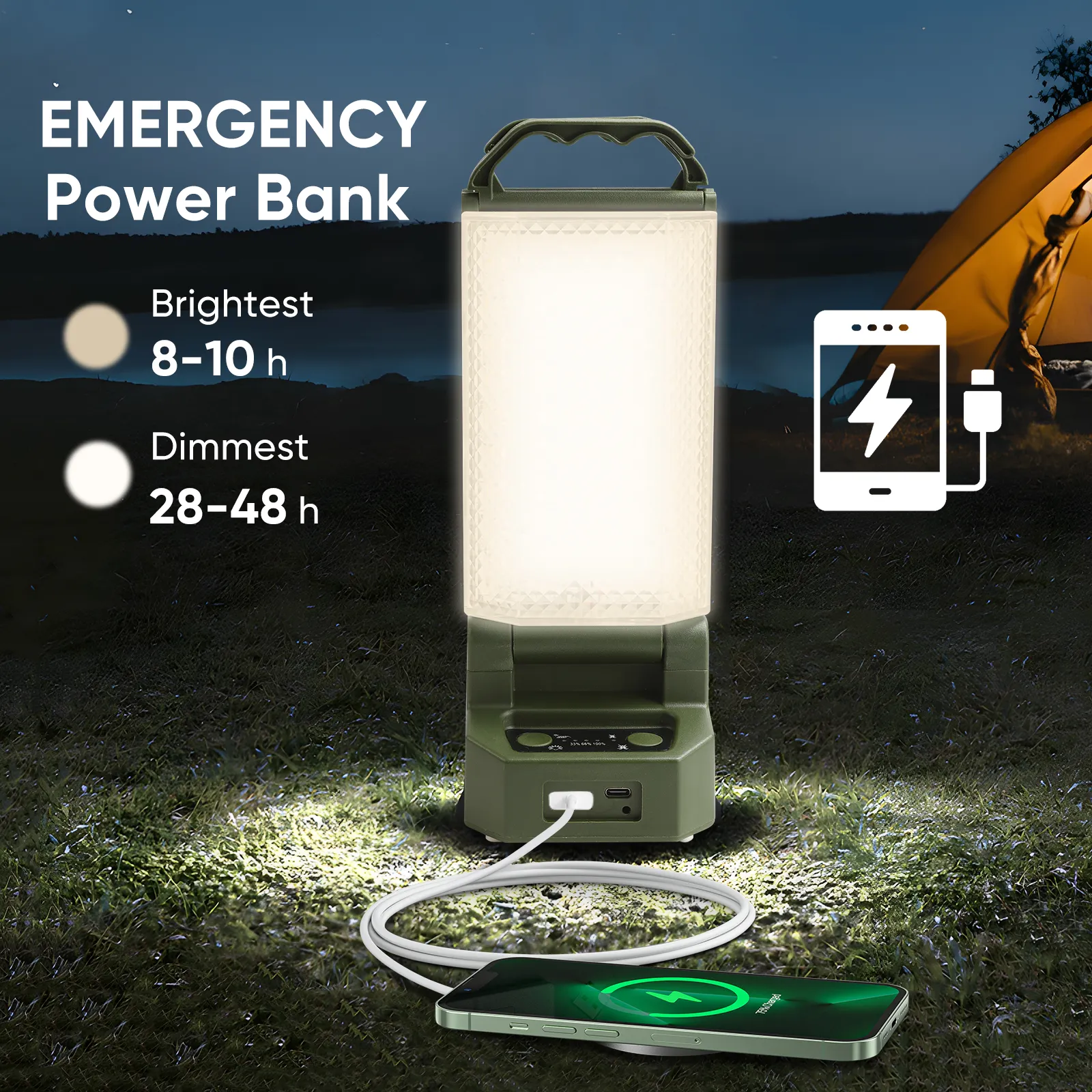 Luz ao ar livre 5500lm Waterproof Bbq Camping Iluminação portátil de emergência High Power Camping Light