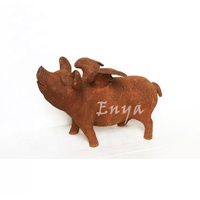 Statue de cochon volant rustique en métal, ornements de jardin en fonte, sculptures d'animaux, figurines traditionnelles antiques pour la maison