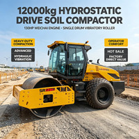 Compacteur vibrant à tambour unique de 12 tonnes avec moteur Weichai, compresseur hydraulique pour la compactation de l'asphalte, du sol et du gravier