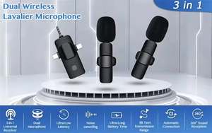 K15 ワイヤレスピンマイク ノイズキャンセリング機能付き 3in1 ミニマイク 2台同時接続 録音機器 - Product Image 5