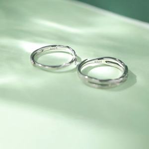 Grosir perak 925 perhiasan dapat disesuaikan geometris murni S925 perak murni pasangan keabadian janji pernikahan Set cincin - Product Image 3