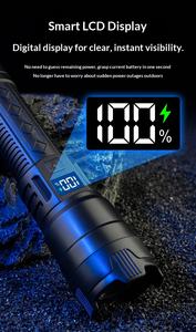 Lampe torche Laser Cannon 9.0, 4 cœurs LED super lumineux, zoom longue portée 1000m et charge rapide Type-C - Product Image 2