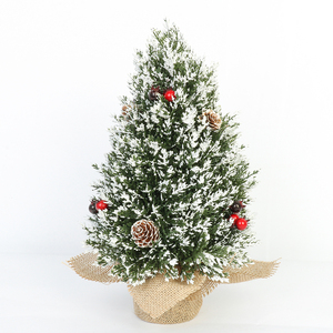 Mini <span class=keywords><strong>sapin</strong></span> <span class=keywords><strong>de</strong></span> Noël blanc en PE, ornement <span class=keywords><strong>de</strong></span> table avec pommes <span class=keywords><strong>de</strong></span> pin, baies et perles pour la décoration <span class=keywords><strong>de</strong></span> la maison pendant les fêtes - Product Image 3
