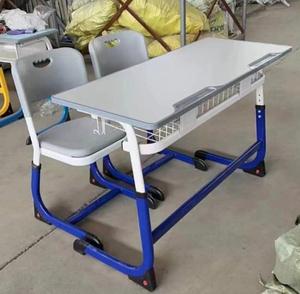 Meubles scolaires de haute qualité en panneaux MDF mélaminés, bureau double et <span class=keywords><strong>chaise</strong></span> en PE, <span class=keywords><strong>table</strong></span> d'apprentissage pour enfants en classe, pour les élèves - Product Image 6