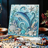 Kit de Peinture Diamant 5D DIY sur le thème des Animaux Marins, Cadre Carré Écologique, Décoration Personnalisée pour la Maison, Cadeau