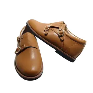 Factory customized decorative buttons children shoes genuine leather school shoes for girls