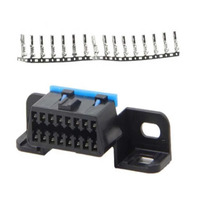 Conector Hembra OBD2 de 16 Pines, Negro, Terminales OBD de 16 Pines, Pines de Crimpado Azules para Herramienta de Diagnóstico Automotriz