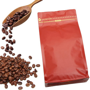 Emballage à fond plat en plastique à fermeture éclair à haute barrière pour grains de thé 16oz 1lb 500gm sac à café <span class=keywords><strong>rouge</strong></span> mat - Product Image 3