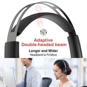 BINNUNE BH01 Auriculares con cable con micrófono con cancelación de ruido, auriculares supraaurales USB/3,5 mm para oficina, centro de llamadas, PC, portátil, juegos - Product Image 2