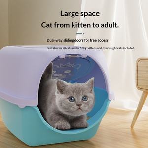 Caja de Arena para Gatos GS Cuadrada, a Prueba de Olores, Cerrada, Desmontable, Fácil de Limpiar, Material PP, Multicolor, con Pala, Anti-Difusión de Arena, para Interiores - Product Image 1