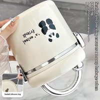 Boîte à lunch isotherme en acier inoxydable 304 à trois niveaux, compatible micro-ondes, capacité 1-3L, motif panda mignon pour les employés de bureau