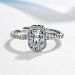 Bague ouverte ajustable en acier inoxydable avec diamant étincelant et zircon cubique pour femme, bijoux fins de mariage - Product Image 6
