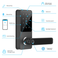 Cerradura Inteligente Wifi con Función de Huella Dactilar, Contraseña, Tarjeta SIM, Control por Teléfono Móvil, Cerradura de Puerta GSM, Estilo de Llave Negra de Lujo, Embalaje para Escuela