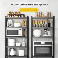 Rak peralatan makan Oven Microwave, rak dapur rumah Modern Multifungsi, baja karbon tebal, penyimpanan dapat bergerak untuk peralatan kecil
