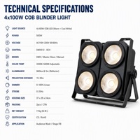 4x100W COB LED Publikums-Blinder-Licht Bühnen-Blinder DMX512 6CH Duale Farbtemperatur Warmweiß Bühnen-Wash-Licht