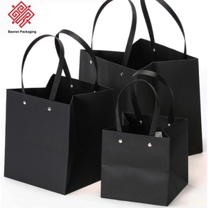 Bolsa de Regalo de Papel Kraft Baoren en Stock, Color Rosa, Rojo, Plateado, con Asa, Bolsa de Compras de Papel de Lujo con Remaches y Logotipo - Product Image 4