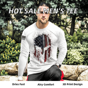 Hot Sale Men's Casual Long Sleeve T-Shirt Comfortable Breathable Eco-Friendly 3D Digital Print Embroidered Logos for Spring - Product Image 2