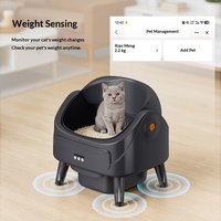 Kotak Pasir Kucing Otomatis Pintar Hitam, Anti Cipratan, Ukuran Ekstra Besar, Model Terbuka, Mudah Dibersihkan, Robot Pembersih untuk Kucing