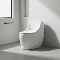 Cuvette de toilettes monobloc en céramique moderne de haute qualité, allongée, avec siphon de drainage à double chasse et fermeture douce pour salle de bain