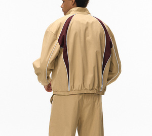 Giacca da <span class=keywords><strong>Uomo</strong></span> 100% Cotone OEM di Alta Qualità con Zip Integrale, Contrasto di Colore, Stile Vintage Oversize, Linee Riflettenti, Orlo Elastico e Taglio Squadrato - Product Image 2
