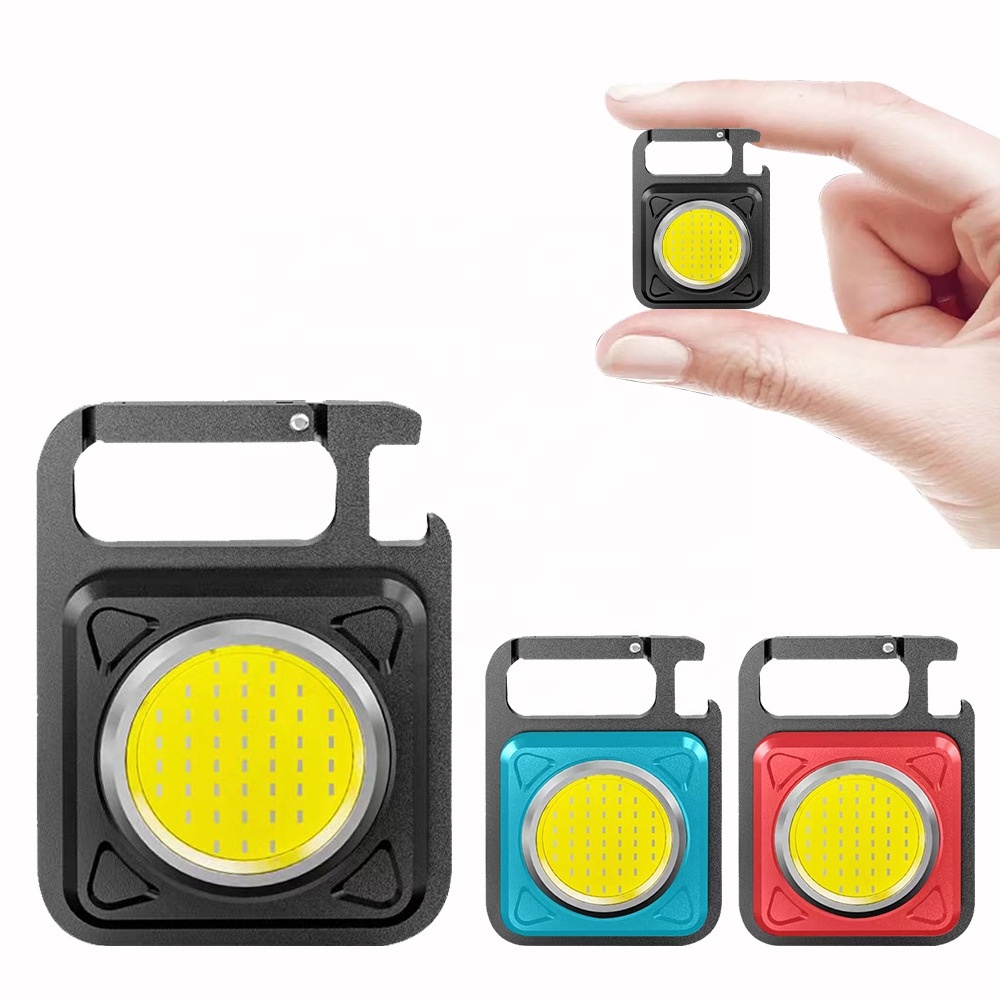 Перезаряжаемый мини-брелок, карманный рабочий фонарик, портативный светодиодный светильник COB, открывалка для бутылок и магнит, 800 люмен