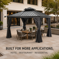 Gazebo à toit rigide avec rideaux et moustiquaire, structure en aluminium, doté d'un toit rigide permanent, idéal pour les projets de concessionnaires et de entrepreneurs
