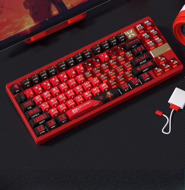 Anime Keycap Set PBT Five-sided Sublimation Ergonomic Original Height Asuka Langley Soryu Mechanical Keyboard Translucent Keycap