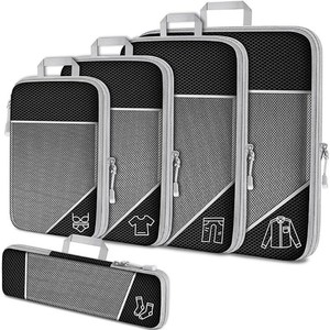 Qingge Travel <b>Storage</b> Bag Set 5-Piece Mesh Organizer With Handle For Leisure Travel <b>Clothes</b> Packing - Product Image 2