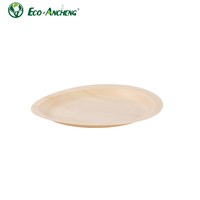 Assiettes rondes en bois jetables écologiques modernes, compatibles lave-vaisselle, pour hôtels et fournitures de restauration