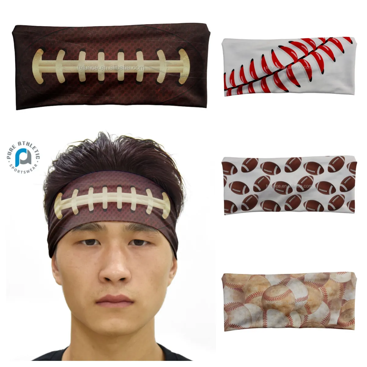 Wholesale rugby American football headbands non slip custom baseball headbands men women kids sports sweatbands