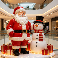 Sculpture de Père Noël et Bonhomme de Neige en Fibre de Verre sur Mesure à Grande Échelle, Statue en FRP Taille Réelle pour Décoration de Centre Commercial, OEM ODM
