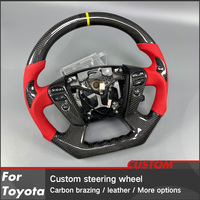 Volant intérieur de voiture personnalisé en cuir rouge en fibre de carbone véritable pour Toyota Crown Athlete GRMN Royal Saloon Sport