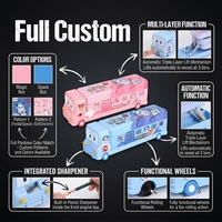 Boîte à crayons multifonctionnelle pour enfants, imprimée par sublimation métallique, en forme de bus scolaire, à trois étages, pour garçons