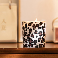 Bougie parfumée de luxe faite à la main, contenant en verre à imprimé léopard, bougie en cire de soja, décoration d'intérieur, bougie parfumée