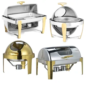 Set peralatan dapur katering komersial, Chafer listrik Pot panas piring Chafing makanan prasmanan Display penghangat